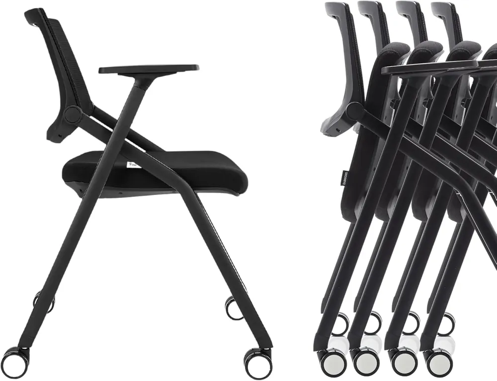10 Pack Stackable Conference Room Chairs with Wheels and Paddle, Ergonomic Mesh Back and Arms for Meeting