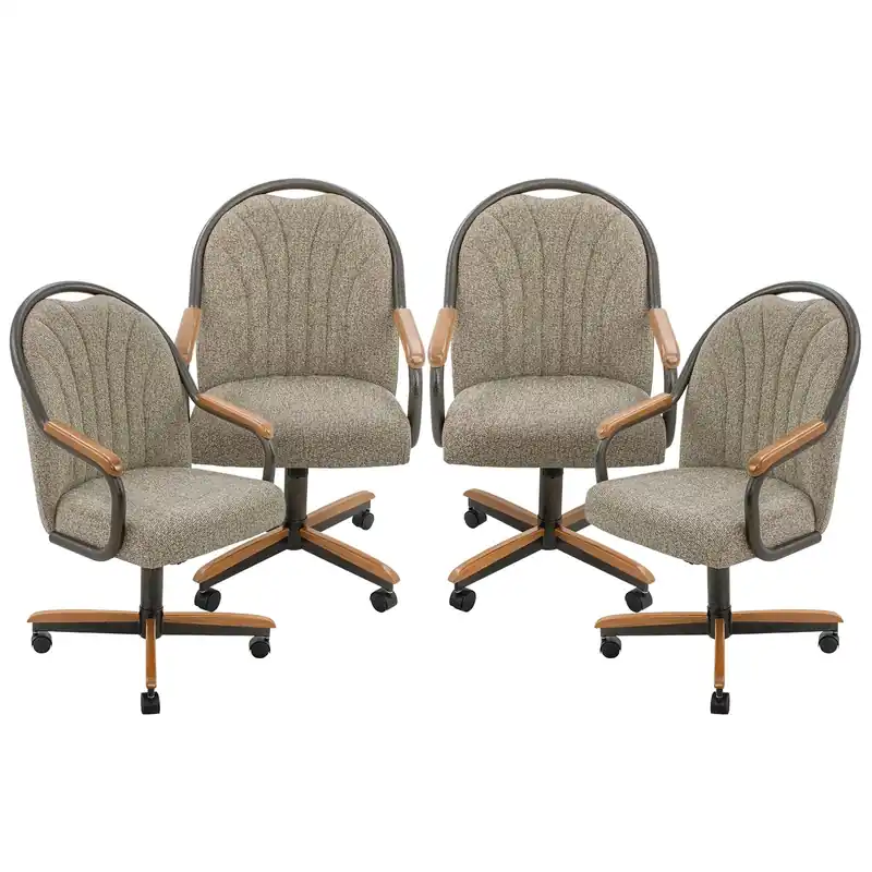 Chromcraft Douglas Set of 4 Casual Dining Chairs Classic Swivel Tilt Dining Chairs with Casters