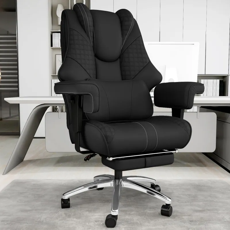 High-Back Reclining Computer Chair with Swivel Wheels and Lumbar Support