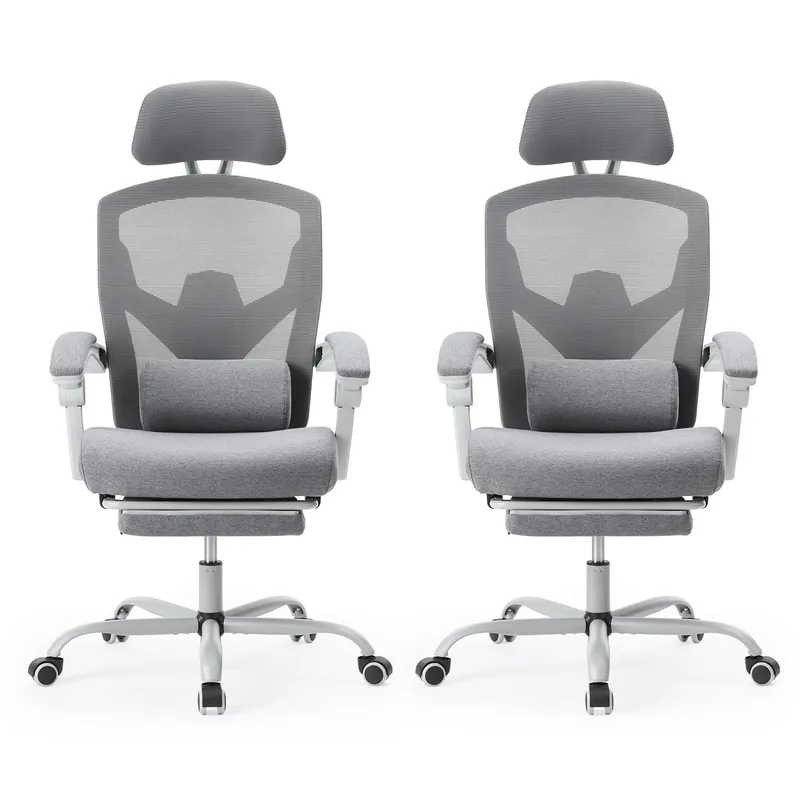 Office Computer Desk Chair Set of 2, Ergonomic High-Back Mesh Rolling Work Swivel Chairs with Wheels, Comfortable Lumbar Support