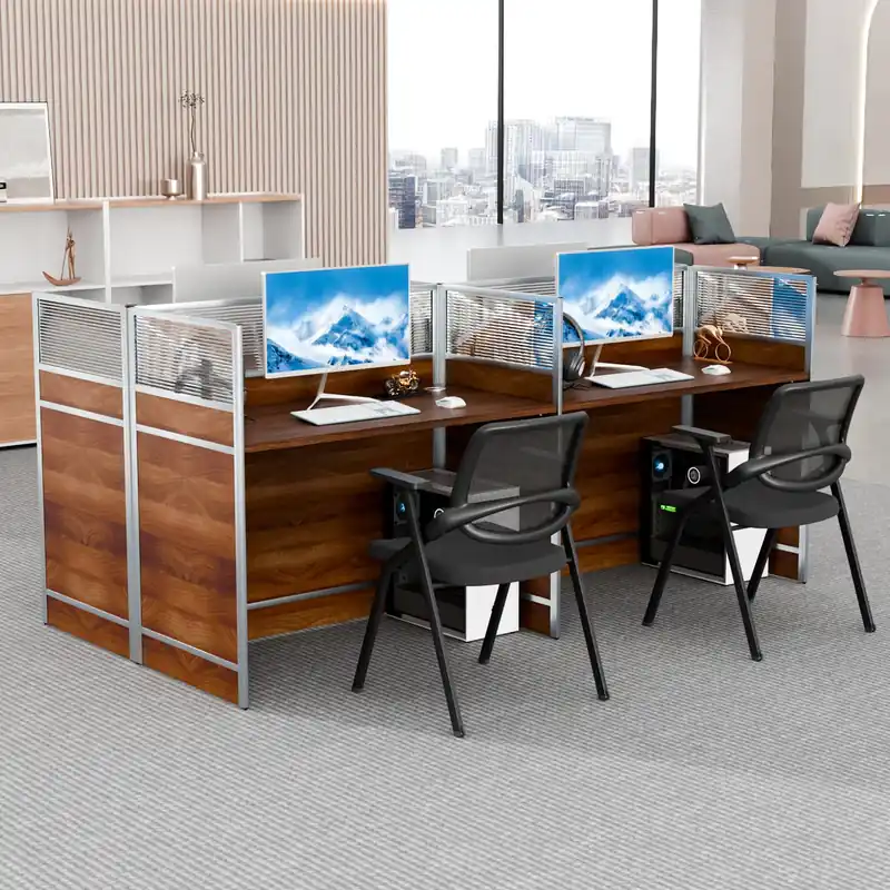 4 Person Office Cubicle Workstation Desk, 94.5" Modular Office Computer Team Workstations