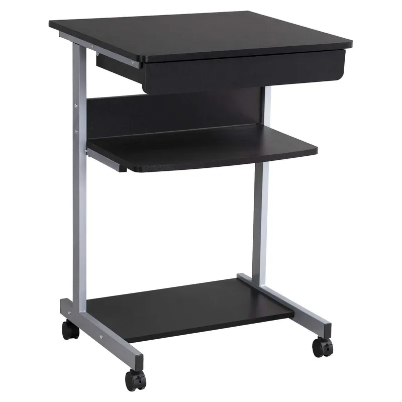 Mobile Computer Desks with Keyboard Tray, Printer Shelf and Monitor Stand Small Space Home Office Furniture
