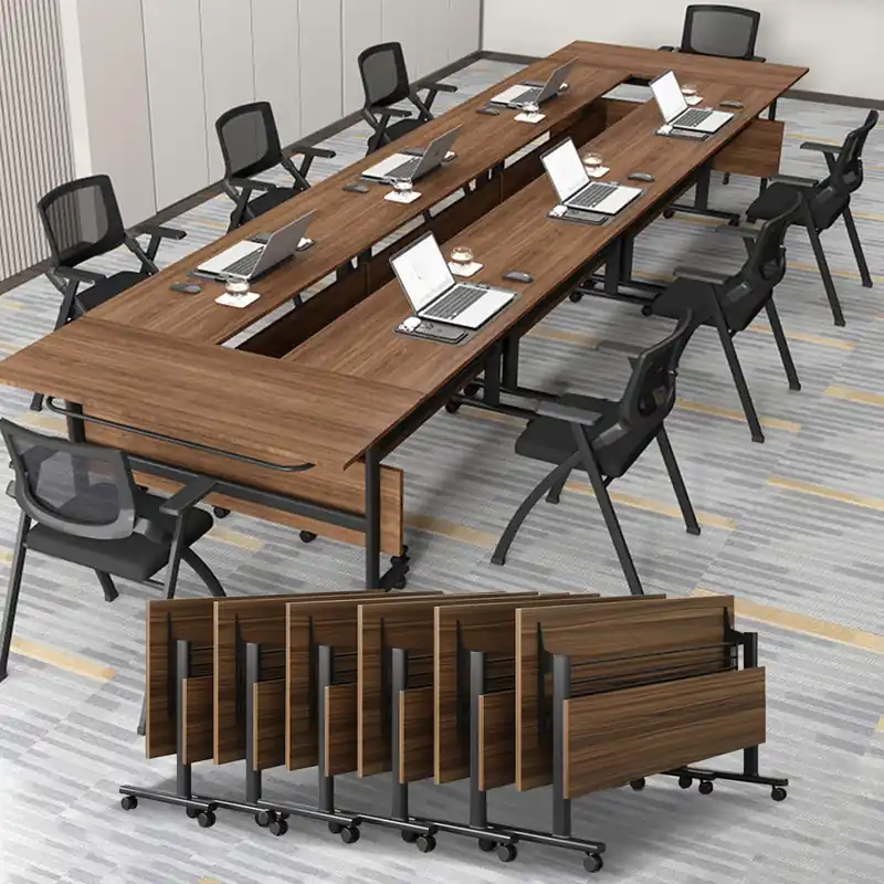 6 Pack Conference Room Tables,Folding Conference Tables,Modern Portable Modular Conference Table with Silent Wheels