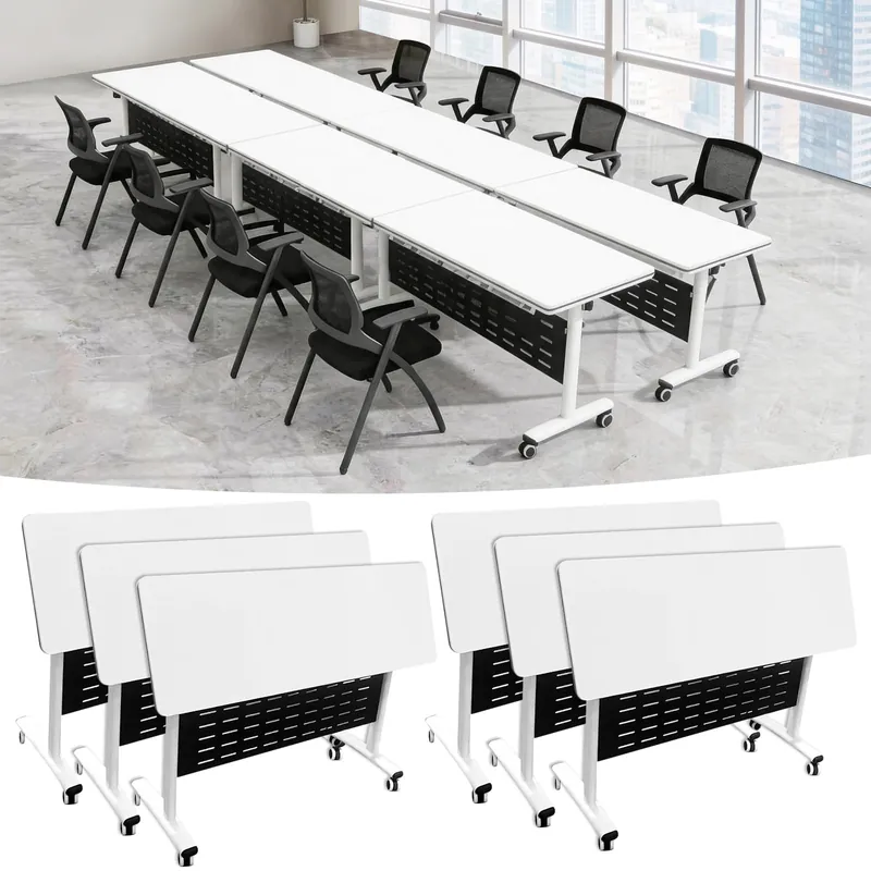 Modern Conference Table, 47.2‘‘ Folding Conference Tables with Wheel, Flip Top Mobile Meeting Table