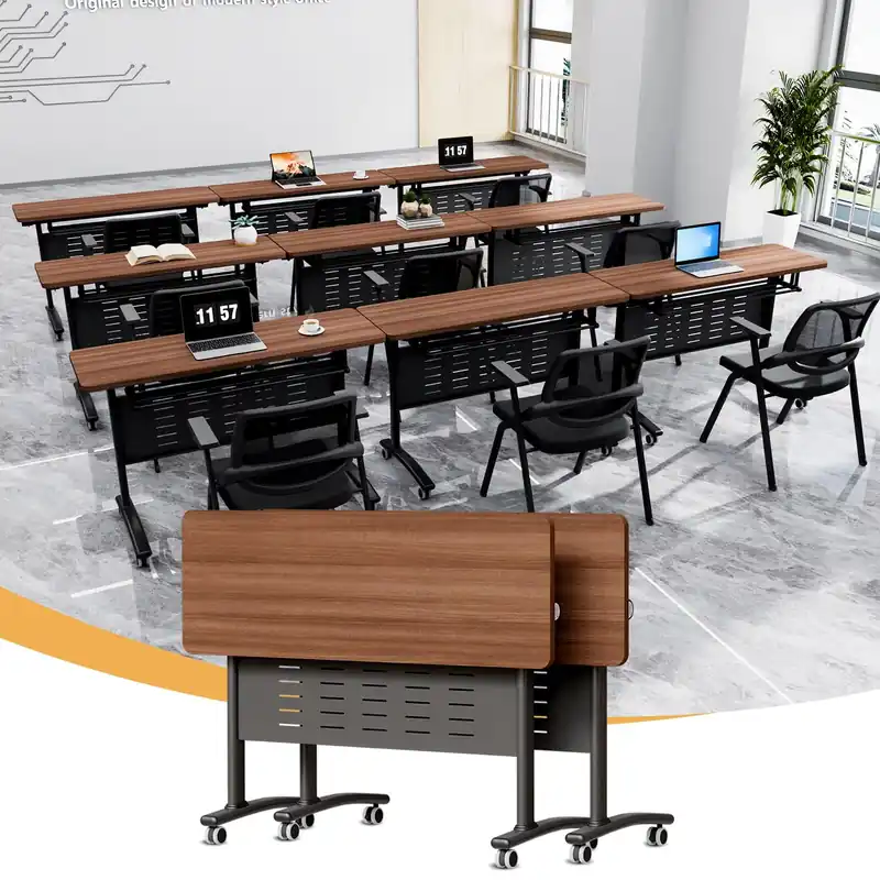 Folding Conference Room Table, Modern Conference Tables with Wheels for Office Classroom
