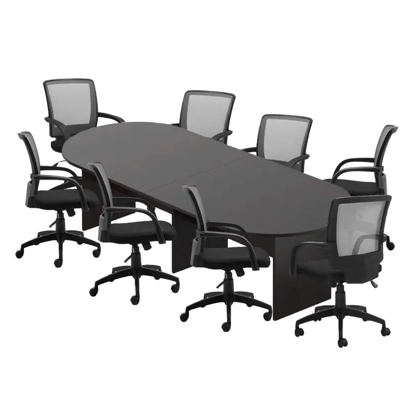 GOF 6FT, 8FT, 10FT Conference Table & Chairs (G10900B) Set, Dark Cherry, Espresso, Artisan Grey