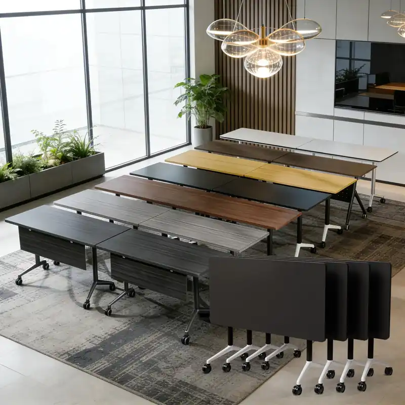Folding Conference Table with Wheels,2 Pack Conference Room Tables,Mobile Meeting Training Table for Office