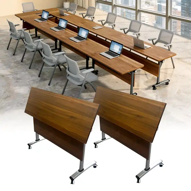 Modular Conference Room Tables, Stackable Flip Top Training Meeting Table,Space Saving,for Seminar,Office