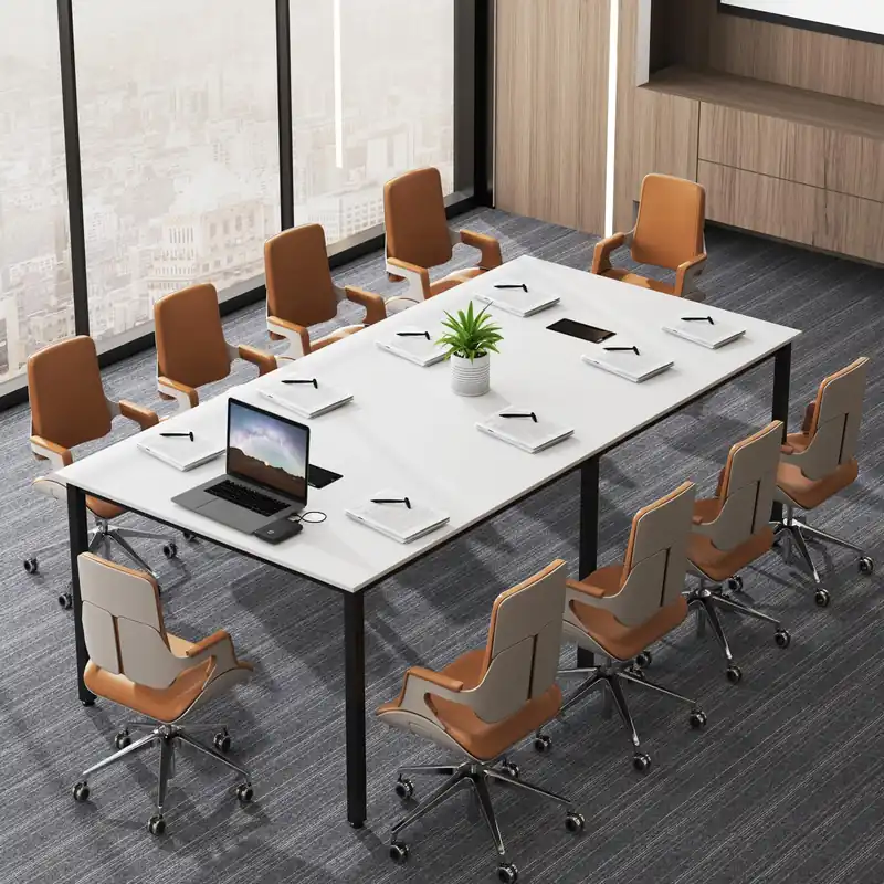 Giantex 94.5"x 48" Conference Table for 8-10 People, Rectangular Seminar Table with Metal Frame