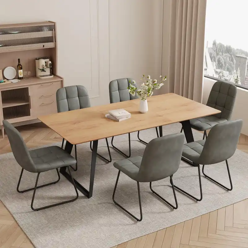 67-Inch Expandable Dining Table and Chair Set – Modern Rectangular Wooden Dining Table