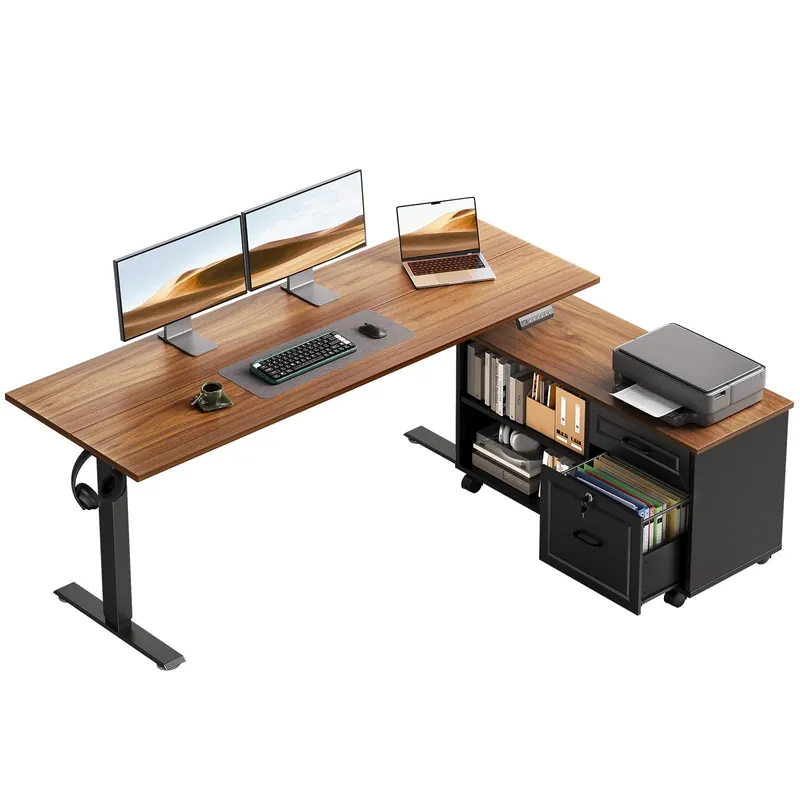 Executive Sit Stand Desk, Height Adjustable Computer Desk for Home Office, Writing, Workstation