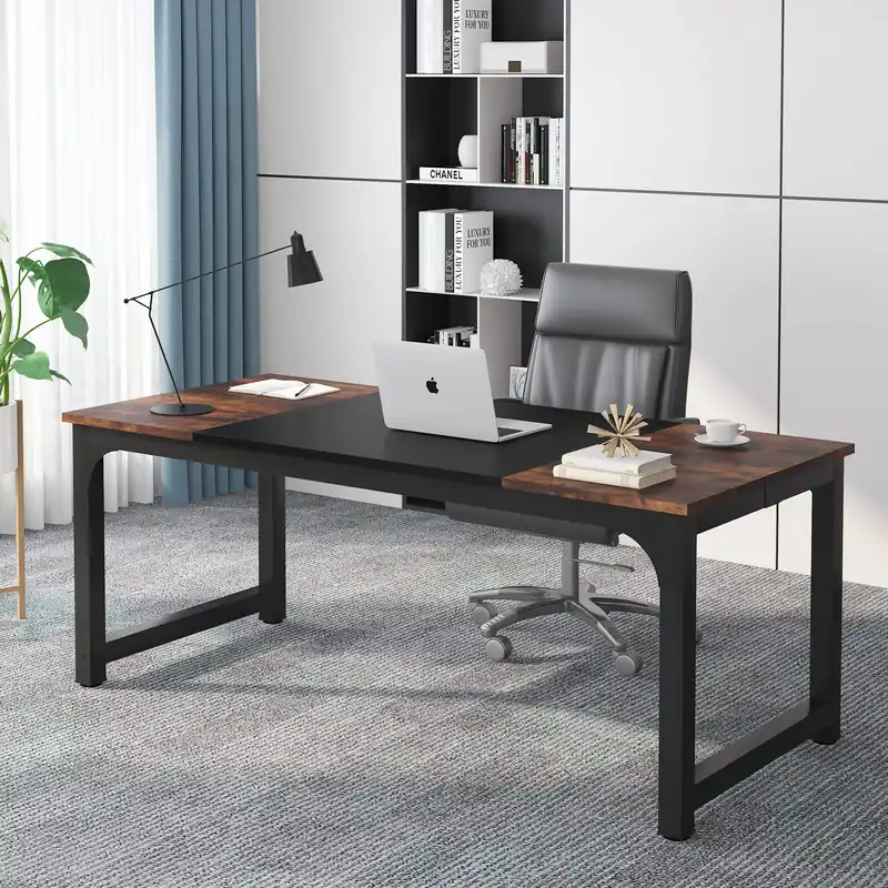 Tribesigns 70.8”Executive Desk, Large Office Computer Desk with Thicken Frame