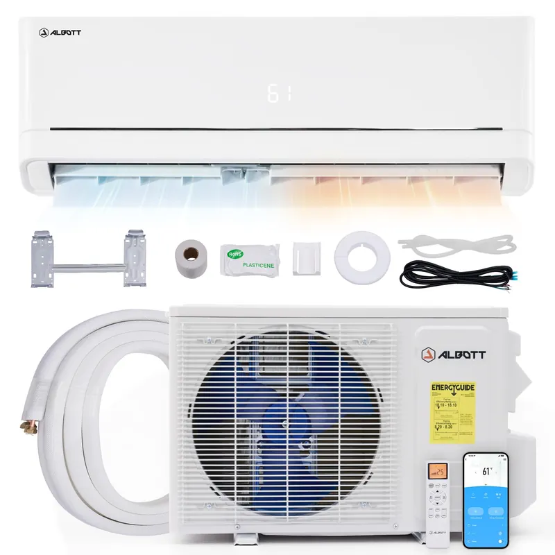 Albott Mini Split Air Conditioner and Heater, 24,000 BTU, SEER2 18, 208-230V Inverter Energy-Efficient AC with Self-Cleaning, Remote and APP Control, Easy Installation, Cools up to 1550 Sq.Ft.
