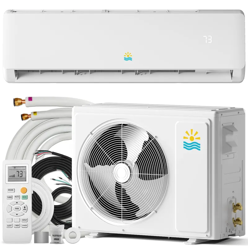Mini Split AC/Heating System - 12000 BTU Mini Split AC Inverter Heating and Cooling, 19 SEER2 115V/110V Energy Efficient Ductless Air Conditioner Up to 750sq.ft, Pre-charged System, Installation Kit