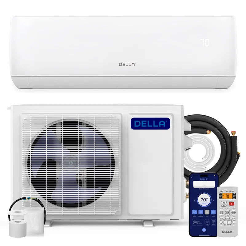 DELLA Motto Series Mini Split AC, 208-230V 17 SEER2 Cools up to 550 Sq.Ft, 12000 BTU Air Conditioner & Heater with 1 Ton Pre-Charged Heat Pump, Works with Alexa and WiFi