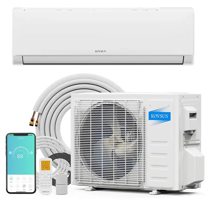 ROVSUN 9000 BTU Wifi Enabled Mini Split Air Conditioner & Heater with Inverter, 20 SEER2 Energy Saving 115V Ductless Split AC Unit with Pre-Charged Condenser, Heat Pump & Installation Kit