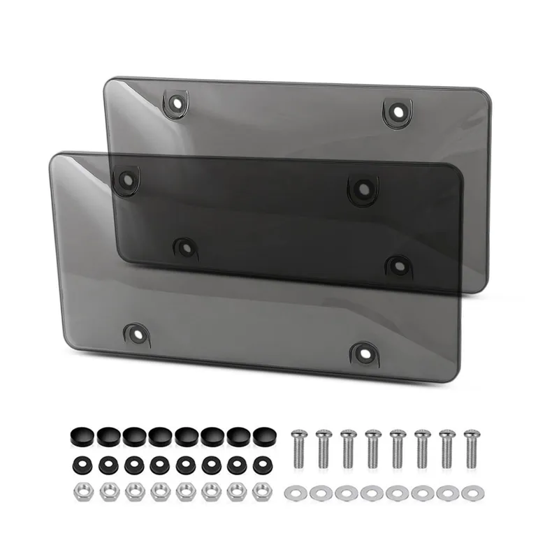 2 Pack Transparent License Plate Shield UV Protective Trim for Standard US Plates (12.2" x 6.3"), Gray
