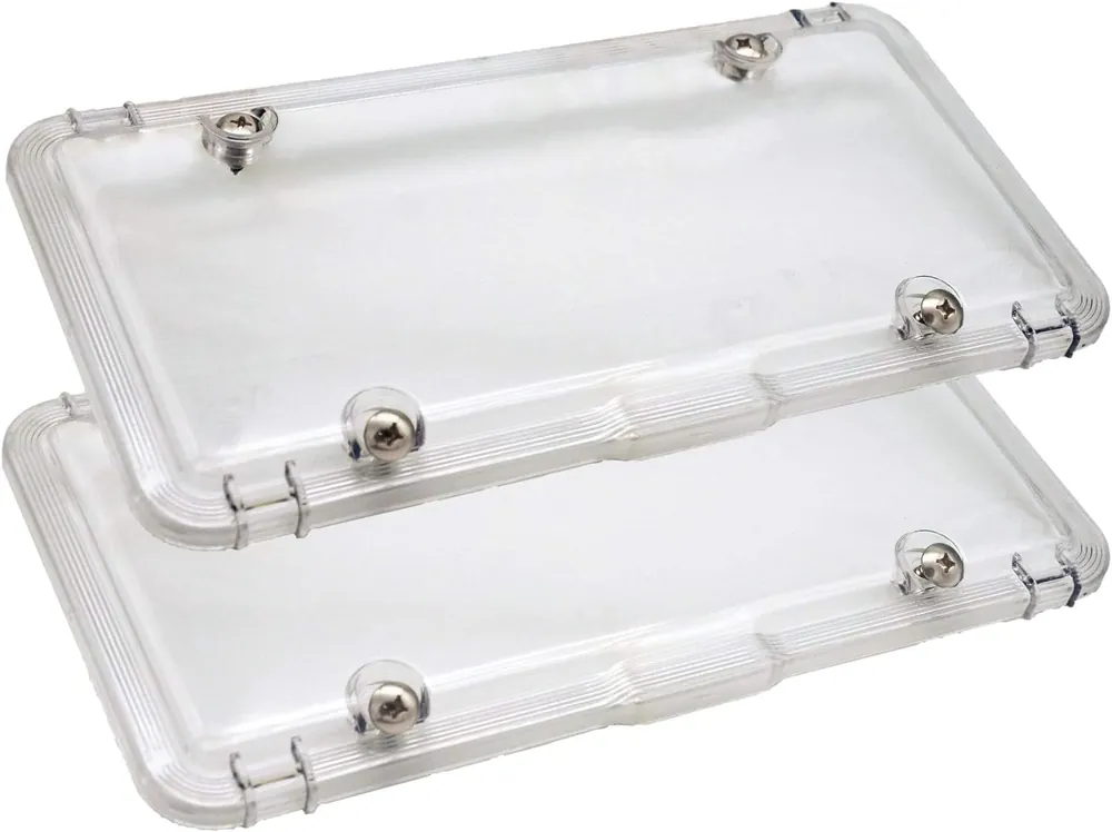 Luxe Shield, Premium Clear License Plate Covers (2-Pack) incl Stainless Steel Screws Durable and Weatherproof Clear License Plate Protectors One-of-a-Kind Design Proudly Made in the USA