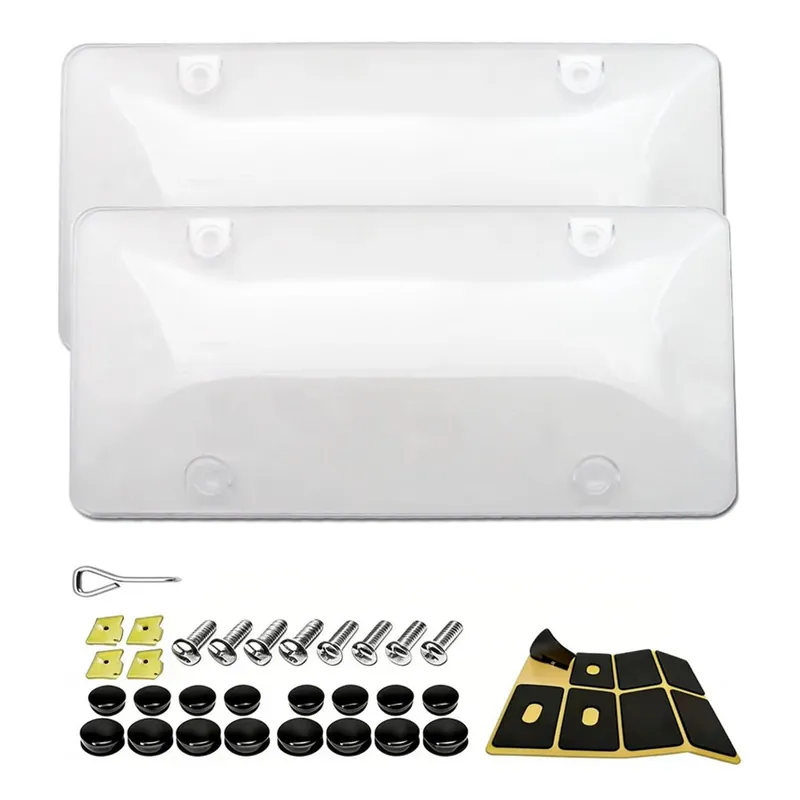 Nysivy Clear License Plate Cover & Frames, 2PCS License Plate Protector Rust-Proof Auto Licenses Plates Holder with Screws & Caps, Universal Vehicle License Protector (Transparent)