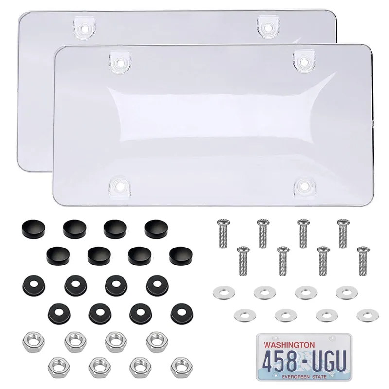 2 Pack Clear License Plate Covers - License Plate Protector Unbreakable Plastic Shields Tag Holder Fits for Standard US Plates (12.2" x 6.3")