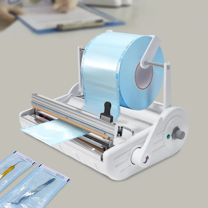 500W Automatic Sealing Machine for Sterilization Pouches 9.84in Width Dental Lab Sealer 6 Temp Levels 110V