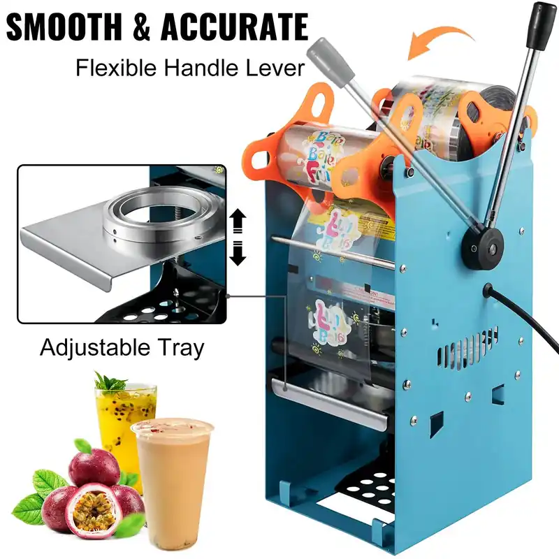 Manual Tea Cup Sealer Machine, 300-500 Cup/h Manual Boba Tea Sealer Machine