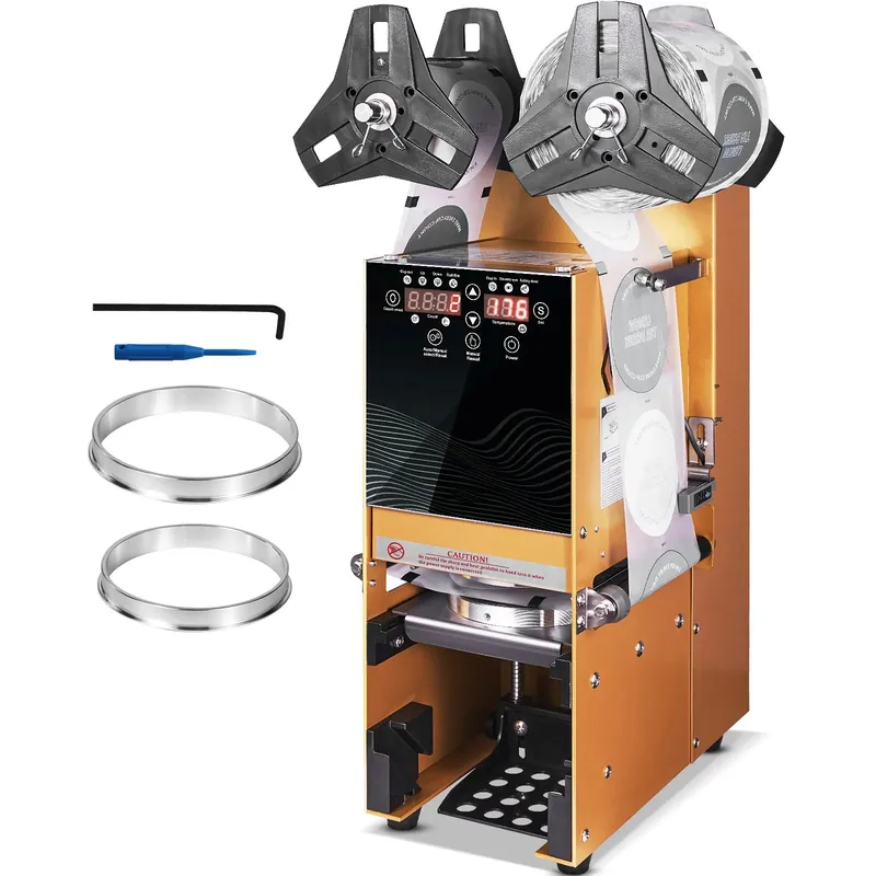 SucceBuy Fully Automatic Cup Sealing Machine 500-650 Cups/H with LCD Panel