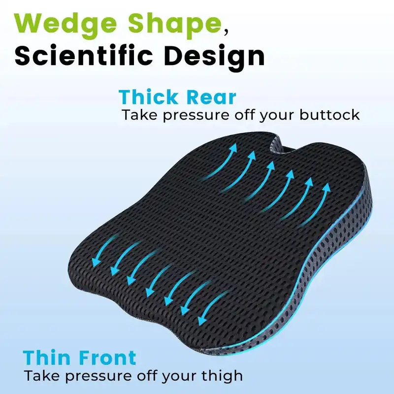 Comfort Car Wedge Seat Cushion For Car Driver Seat Office Chair Wheelchair Memory Foam Seat Cushion
