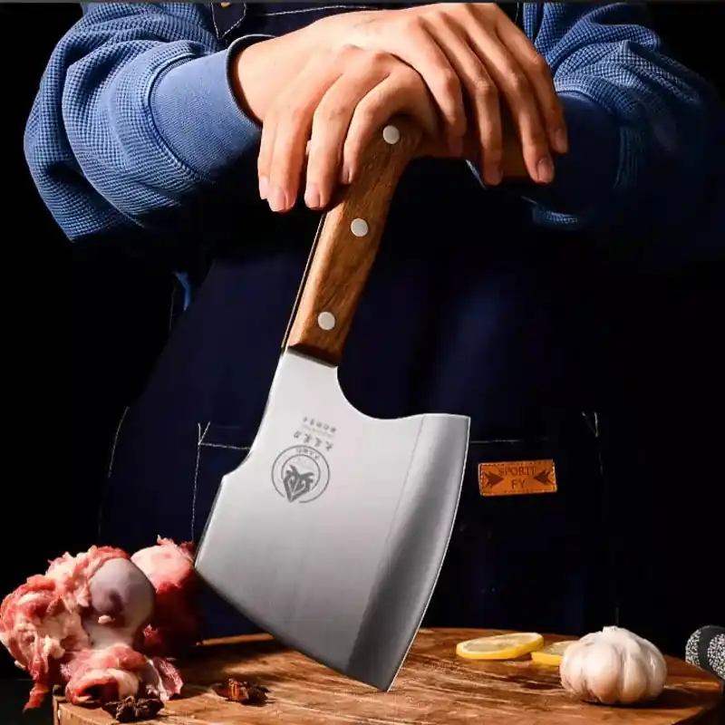 Heavy-Duty Pear Wood Handle Bone Axe-Cutter & Meat Cleaver