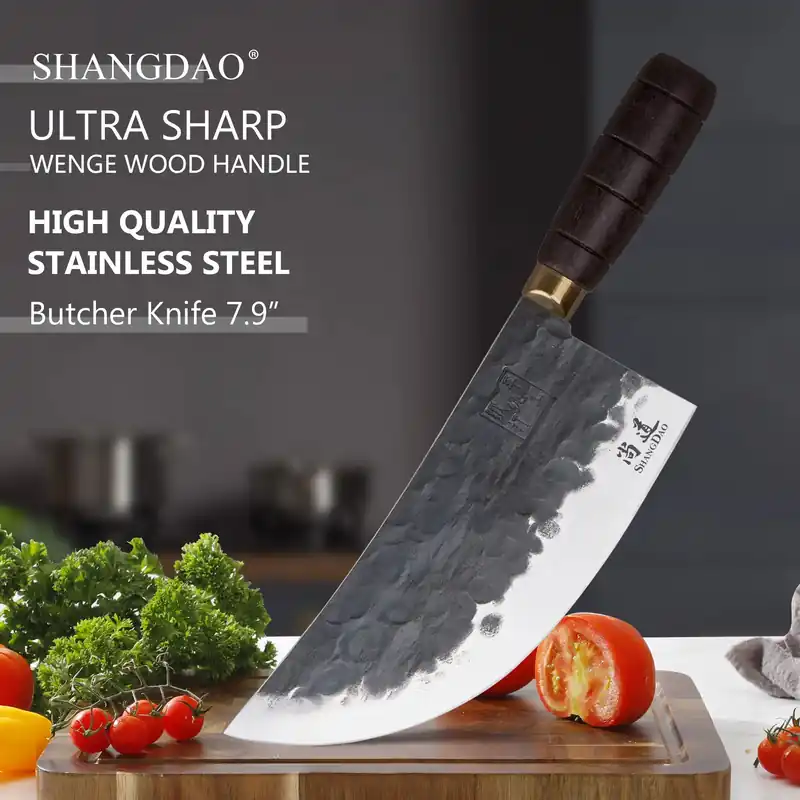 SHANGDAO 7.9" Cleaver Knife, Hand Forged Meat Cleaver Heavy Duty Chopper