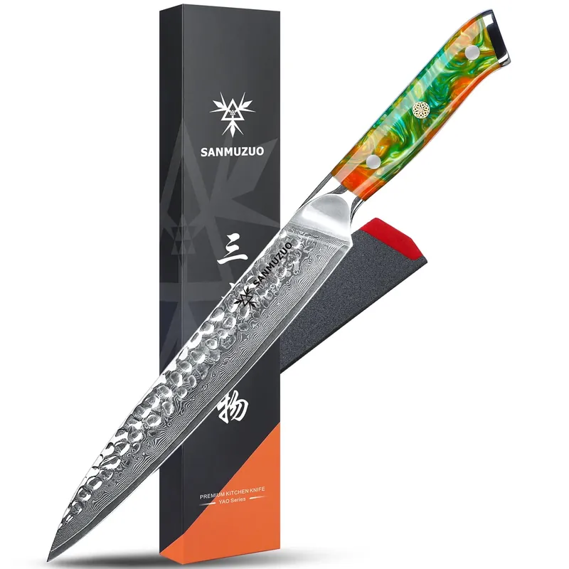 SANMUZUO 8 Inch Damascus Steel Carving Knife - YAO Series - Razor-Sharp Meat Cutting Knife