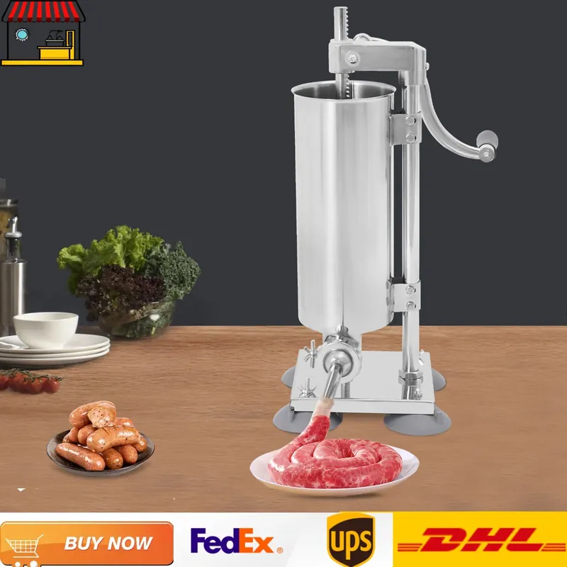 Hand-crank Sausage Stuffer Filling Machine 6 Lbs Stainless Steel Sausage Maker