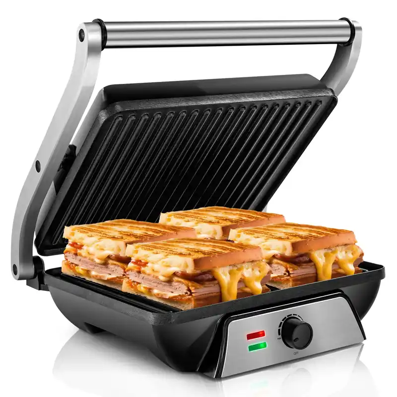 Electric Panini Press Griddle for Grilled Cheese Sandwich Maker 4-Slice Non-Stick