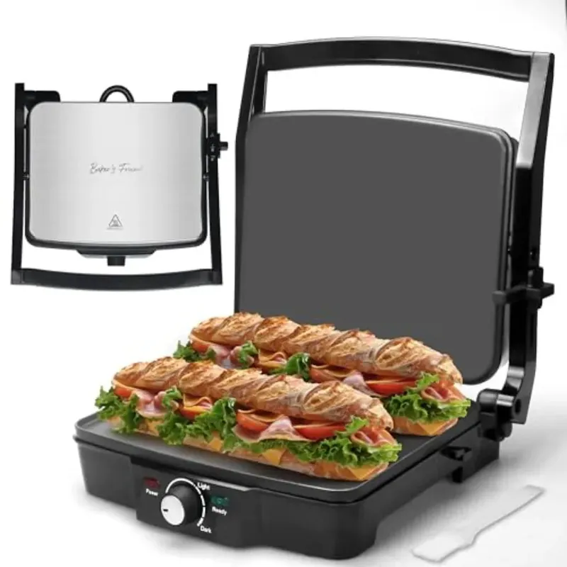 Electric Panini Press Griddle for 4-Slices Sandwich Maker Grilled Cheese Maker