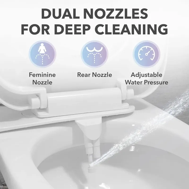 Ultra-Slim Hygienic Bidets Attachment for Existing Toilets - Adjustable Fresh Water Pressure Dual