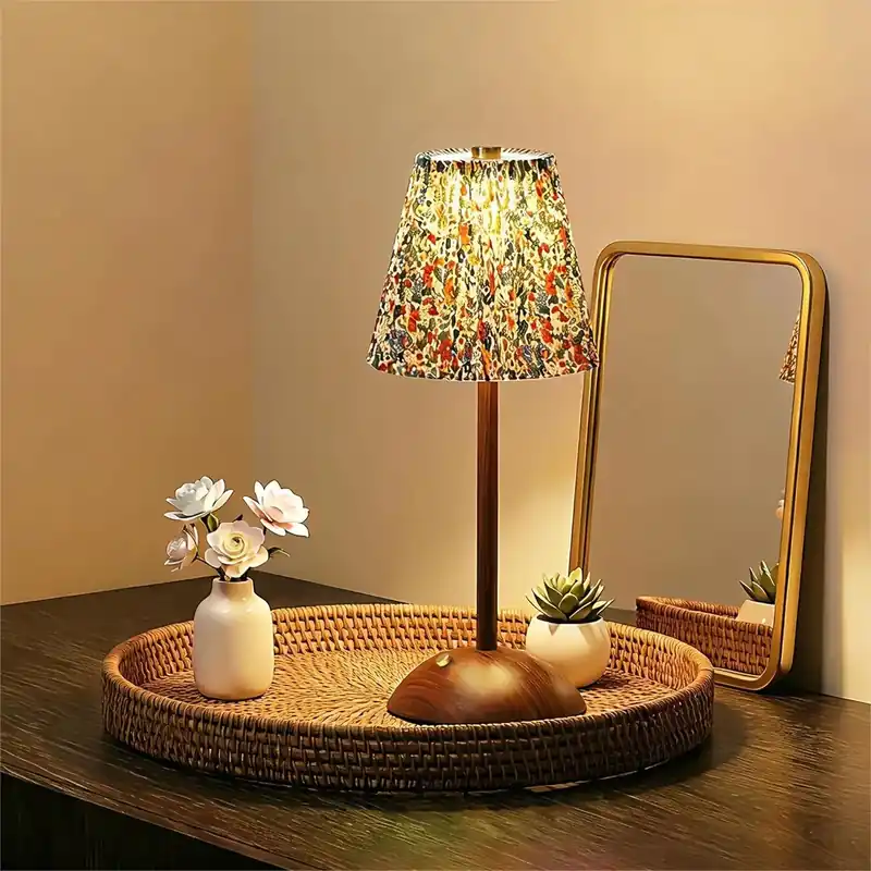 Vintage Cordless Table Lamp W/ 3 Color Stepless Dimming For Bedroom