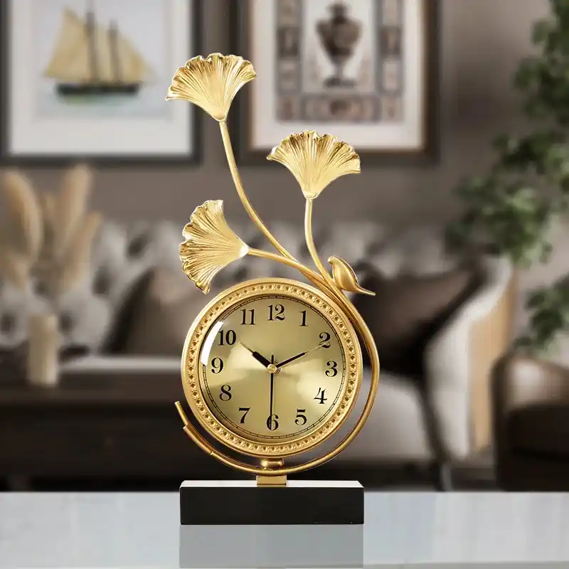 Silent Quartz Mantel Clock w/ Roman Numerals for Living Room & Entryway