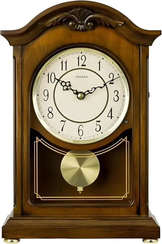 Wooden Mantel Clock TCW004DB Pendulum for Fireplace, Table, Bedroom