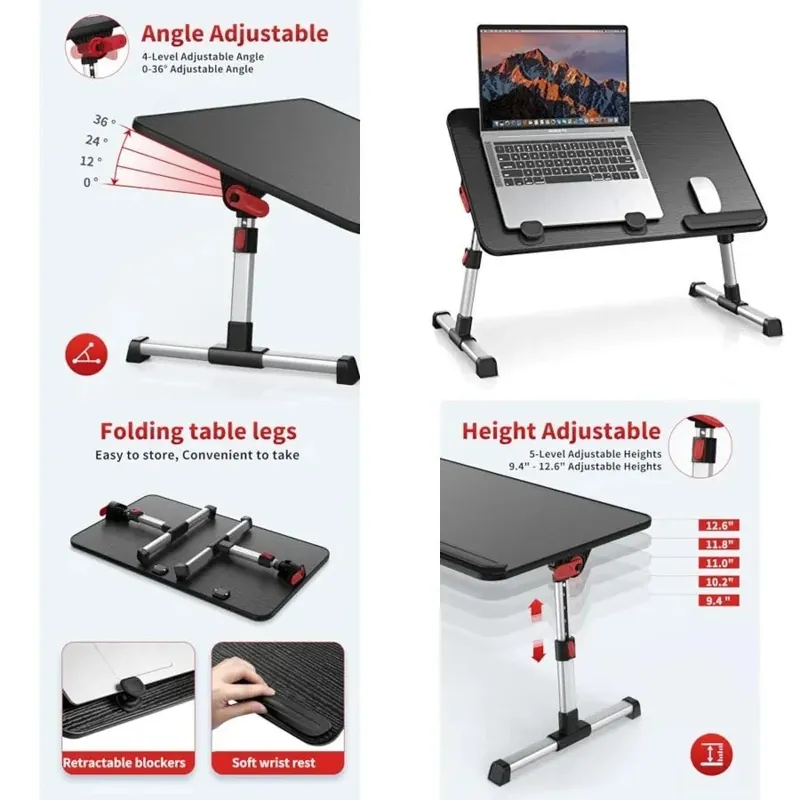 Laptop Desk Table, Adjustable Laptop Stand, Portable Lap Desks with Foldable Legs
