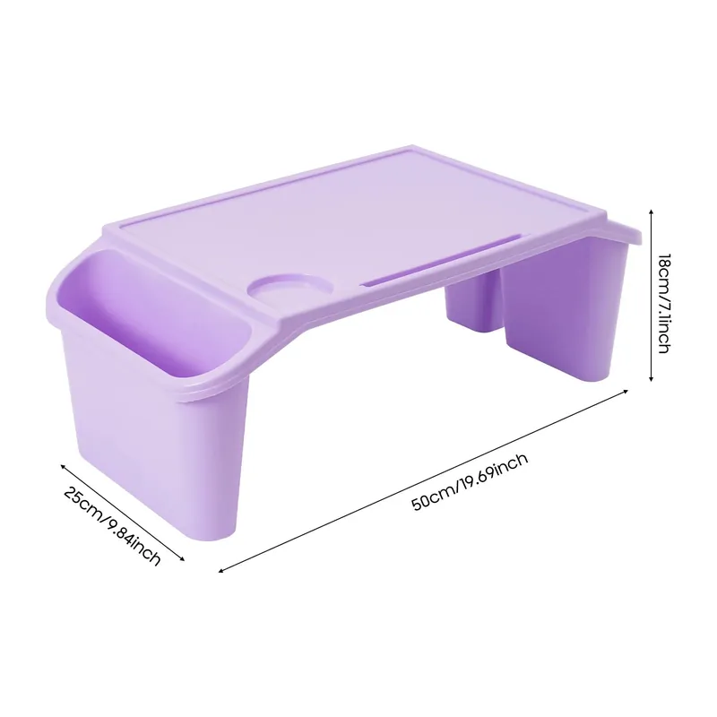 4Pcs Kids Lap Desk Tray, Plastic Breakfast Laptop Trays with Side Pockets