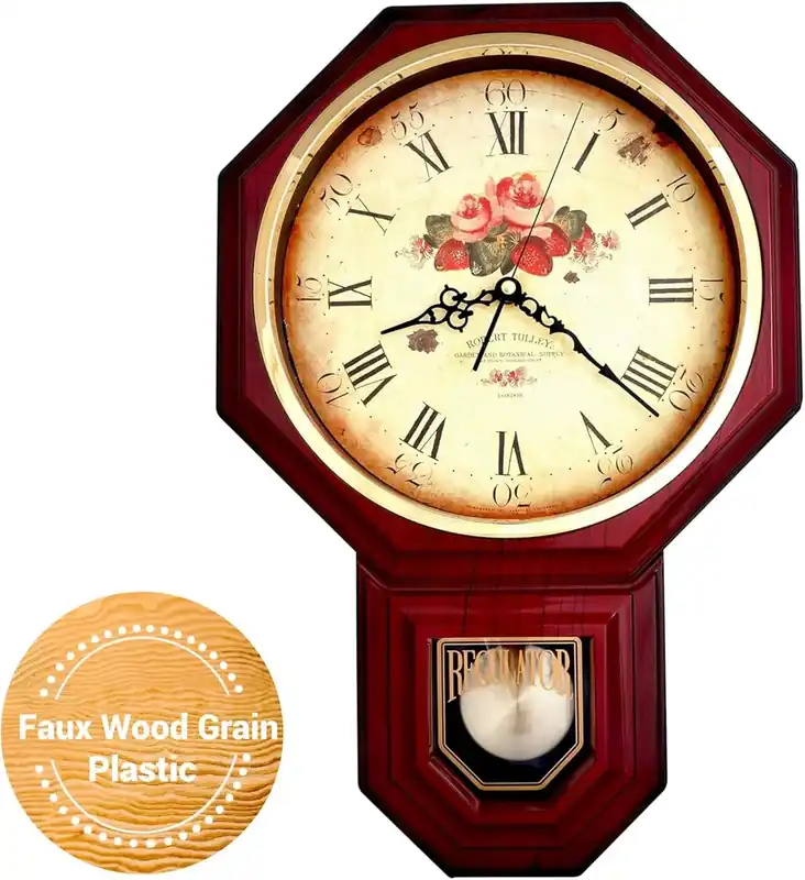 Vintage Chiming Wall Clocks with Pendulum & Westminster Chime Hourly,