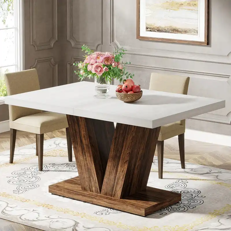 Tribesigns 47-Inch Dining Table for 4-6, White Kitchen Dinner Table