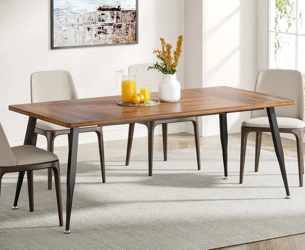 Tribesigns Dining Table180x80x75cm, Spacious Rustic Industrial Table for 6-8 People