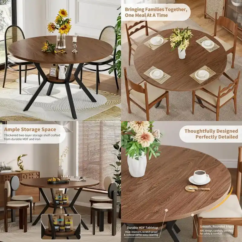 Seating for Four Farmhouse-Style Kitchen Table with Storage