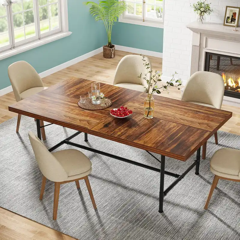 Tribesigns Dining Table for 6-8 People, 70.9-Inch Rectangle Wood Kitchen Table