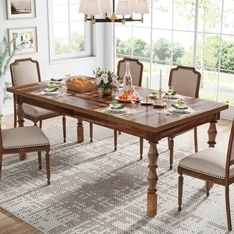 Tribesigns 62” Wood Patio Table for 4-6 People