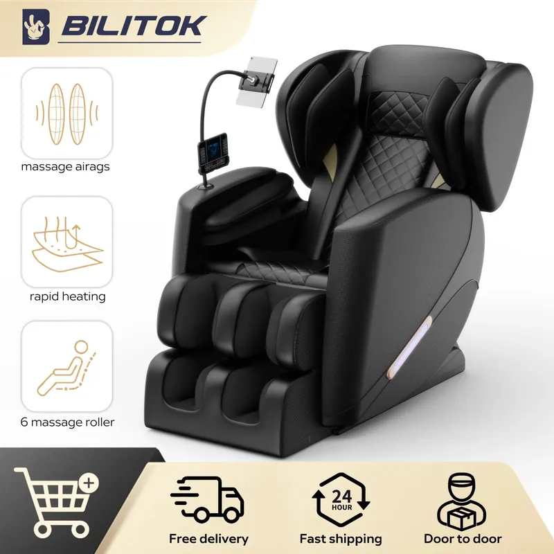 Massage Chair Recliner with Heating, Airbags, Foot Roller, Bluetooth Speaker