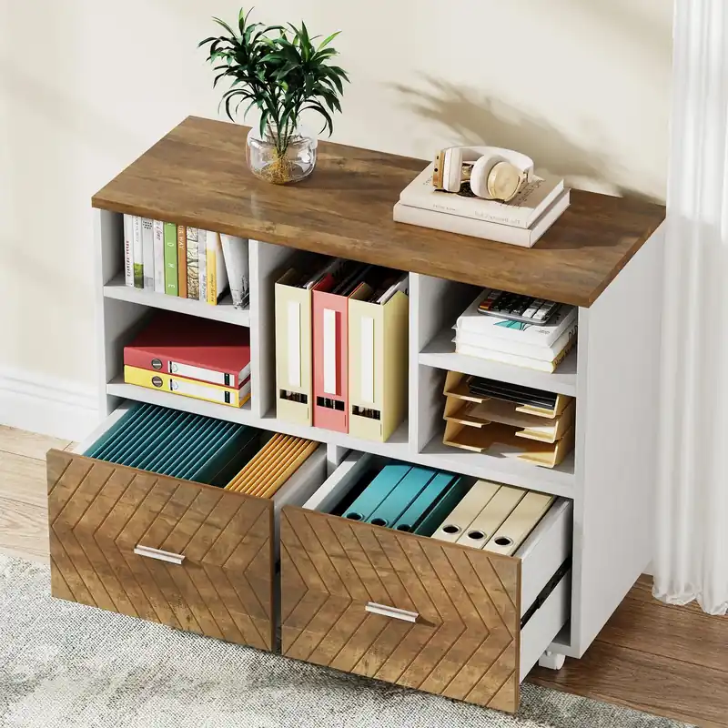 Tribesigns 2-Drawer Wood File Cabinet, Mobile Lateral Filing Cabinet