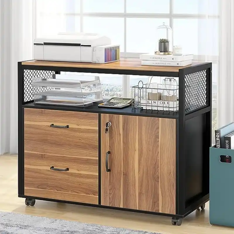 Tribesigns Modern File Cabinet with Drawers for Letter-sized File and Door, Lockable