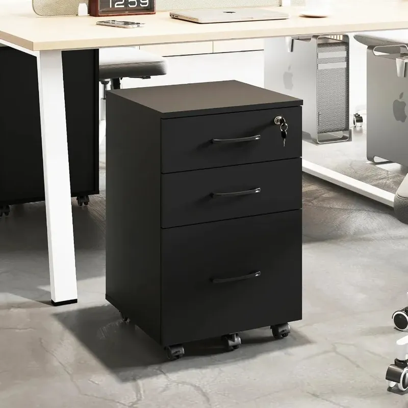 File Cabinet with Lock3 Drawer Wood Rolling Filing Cabinets Under Desk